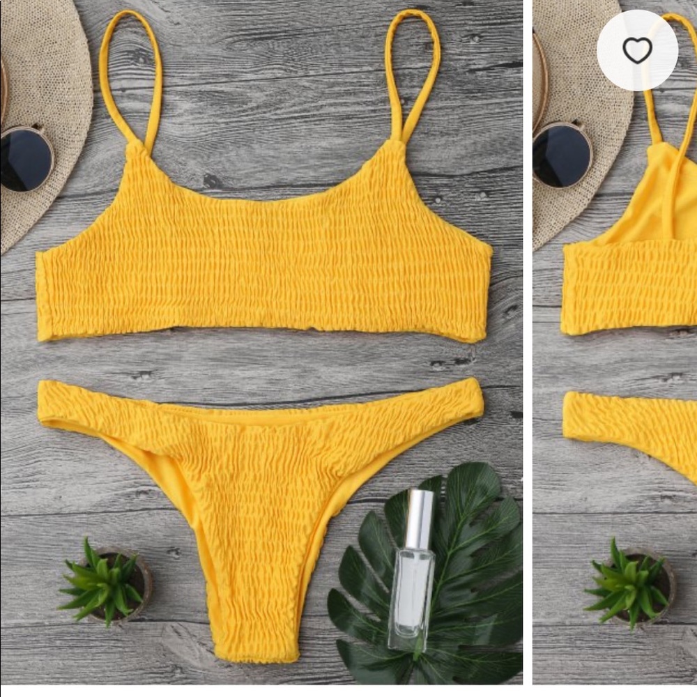 Yellow smocked bikini